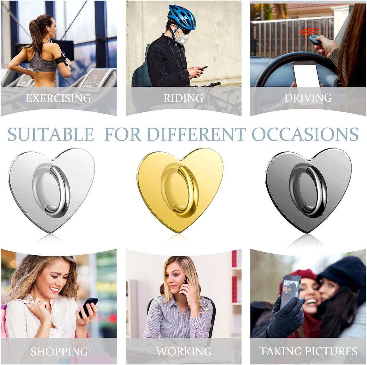 12 Pcs Cell Phone Charm Hook Rings, Adhesive Finger Grip Loop Stand for Cell Phone Tablet DIY Accessories