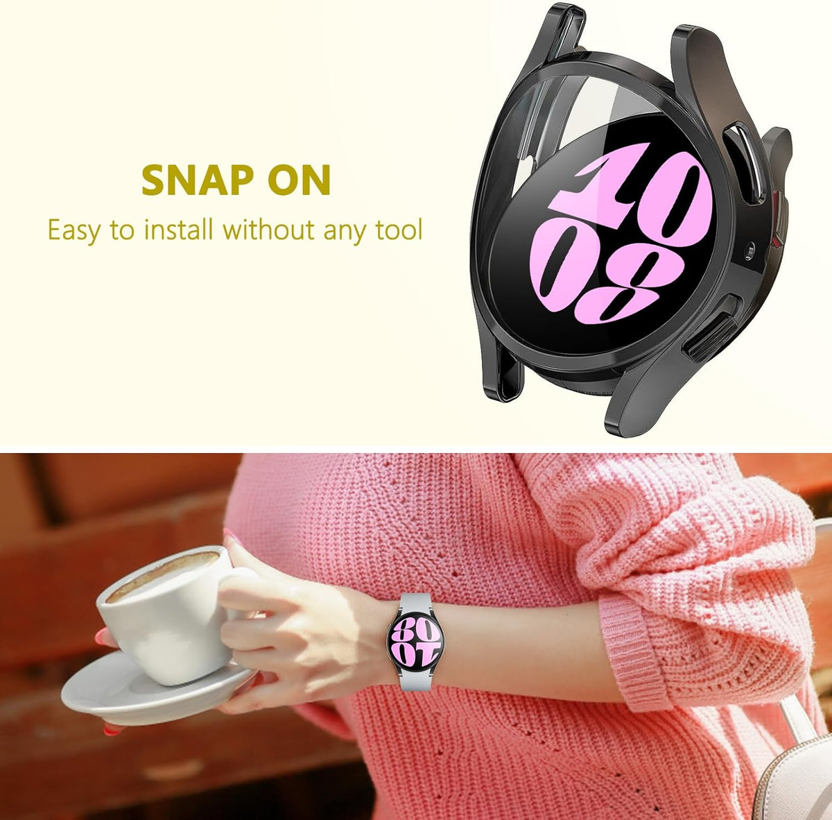 4 Pack Screen Protector Case for Samsung Galaxy Watch 6, 40mm 44mm, Soft TPU Plated Protective Cover, Scratch Resistant