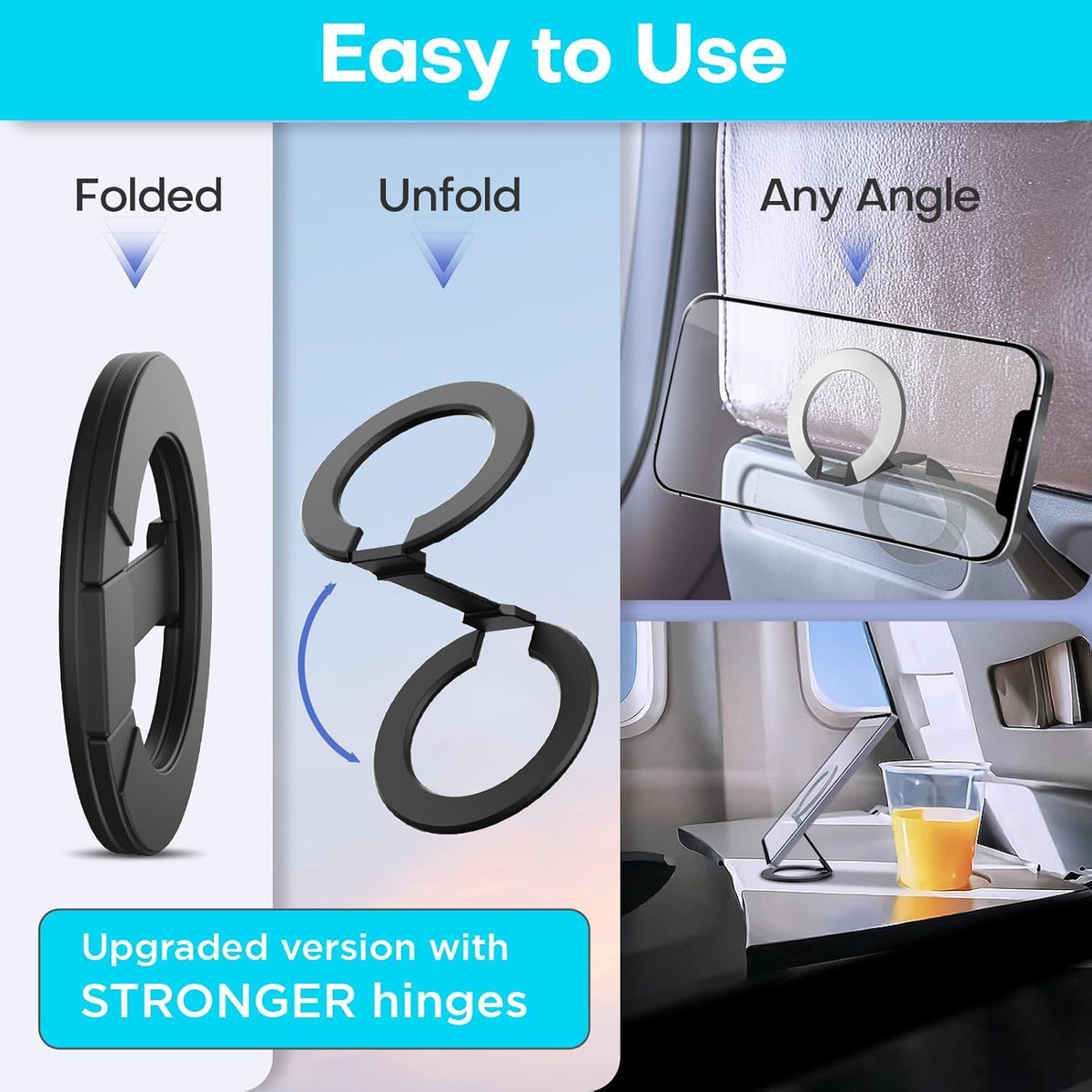 Mini Airplane Magnetic Phone Holder MagSafe Compatible Magnetic Travel Phone Mount Must-Have Long Flight Accessories Travel Essentials