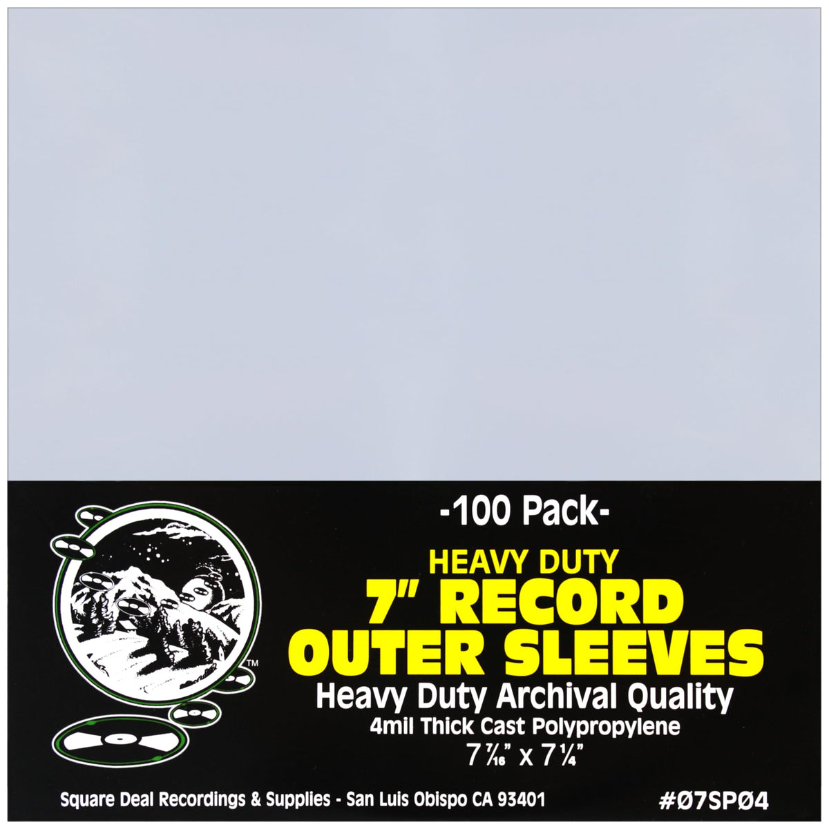 Square Deal Recordings & Supplies - 7 45rpm Vinyl Record Outer Sleeves - Heavy Duty 4mil Thick - Archival Quality - Set of 100#0