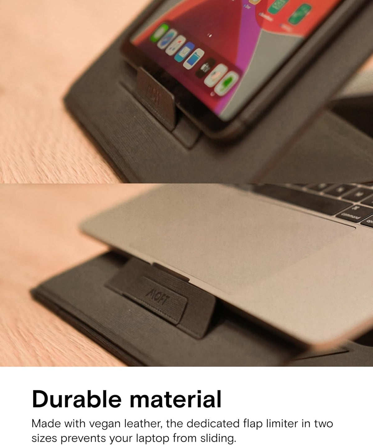 MOFT Folding Laptop Stand Lap Desk, Portable & Mini Computer Stand Laptop Desk for Travel and Home Office, Ergonomic Design with Adjustable Viewing Angles, Lightweight Computer Cooling Riser, Black