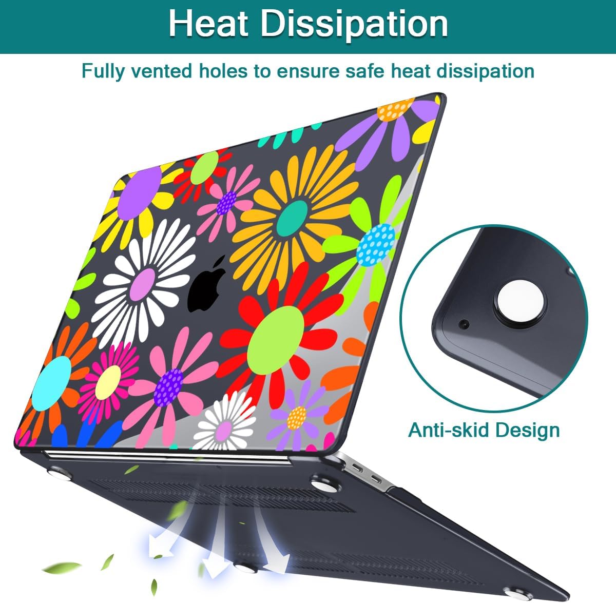 Teryeefi for MacBook Air 13 inch Case 2020 2019 2018 fits Model M1 A2337 A2179 A1932 with Retina Display with Touch ID, Plastic Hard Shell Case & Keyboard Cover, Abstract Flowers A001
