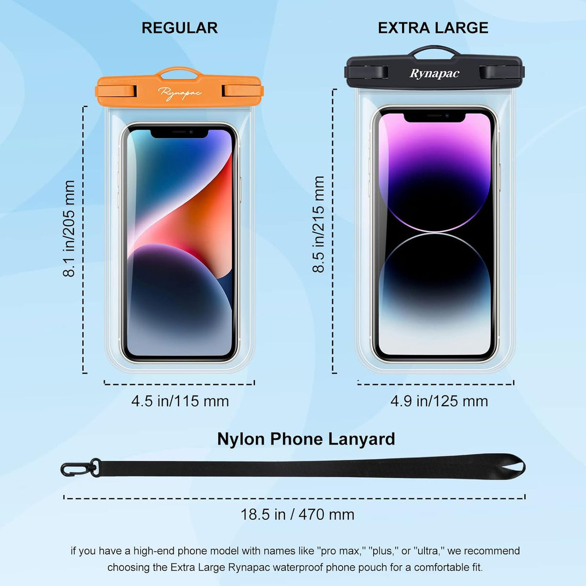 Waterproof Phone Pouch Bag - 8.5in Water Proof Cell Phone Case for Beach Travel Must Haves, Waterproof Phone Holder with Lanyard for iPhone 16 15 Pro Max Galaxy S24 S23 Ultra Pixel,Cruise Essentials