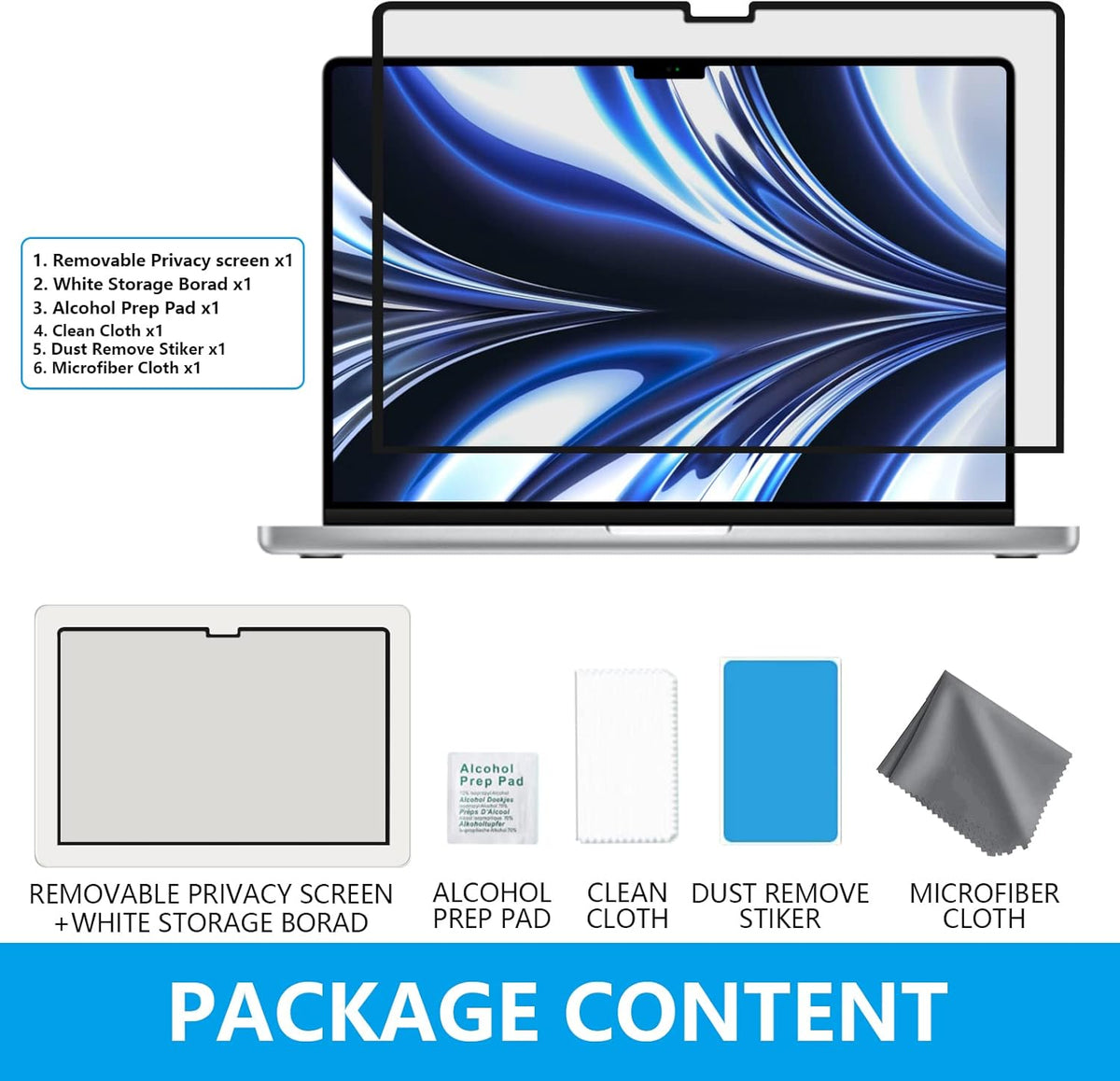 FILMEXT MacBook Air M2 13.6-inch Screen Protector, Privacy Shield, 2022 Release (A2681), Polyethylene Terephthalate, 1 Piece
