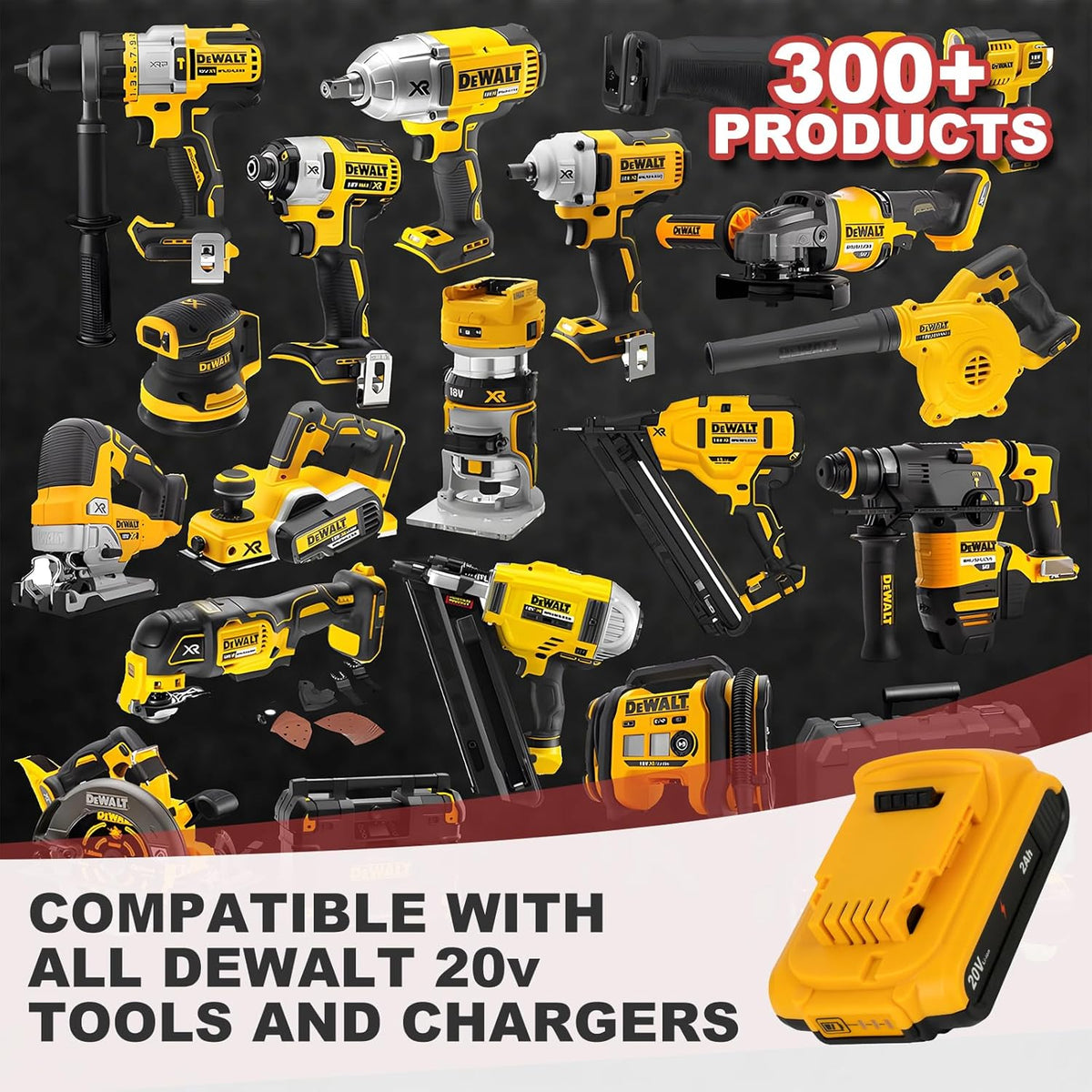 20V 2000mAh Replacement Battery for DEWALT Electric Garden Tools, Compatible with Original Charger