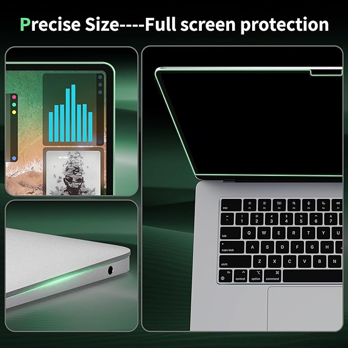 Privacy Screen for MacBook Air 13 Inch M1(2018-2021)& Mac Pro 13In M1/M2(2016-2022)Anti Blue Light Glare Filter Removable Bubble-Free Monitor Shield Black Laptop Film With Camera Cover