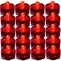 JYtrend Bright LED Floral Tea Light Vase Submersible Lights for Party Wedding (Red, 30 Pack)