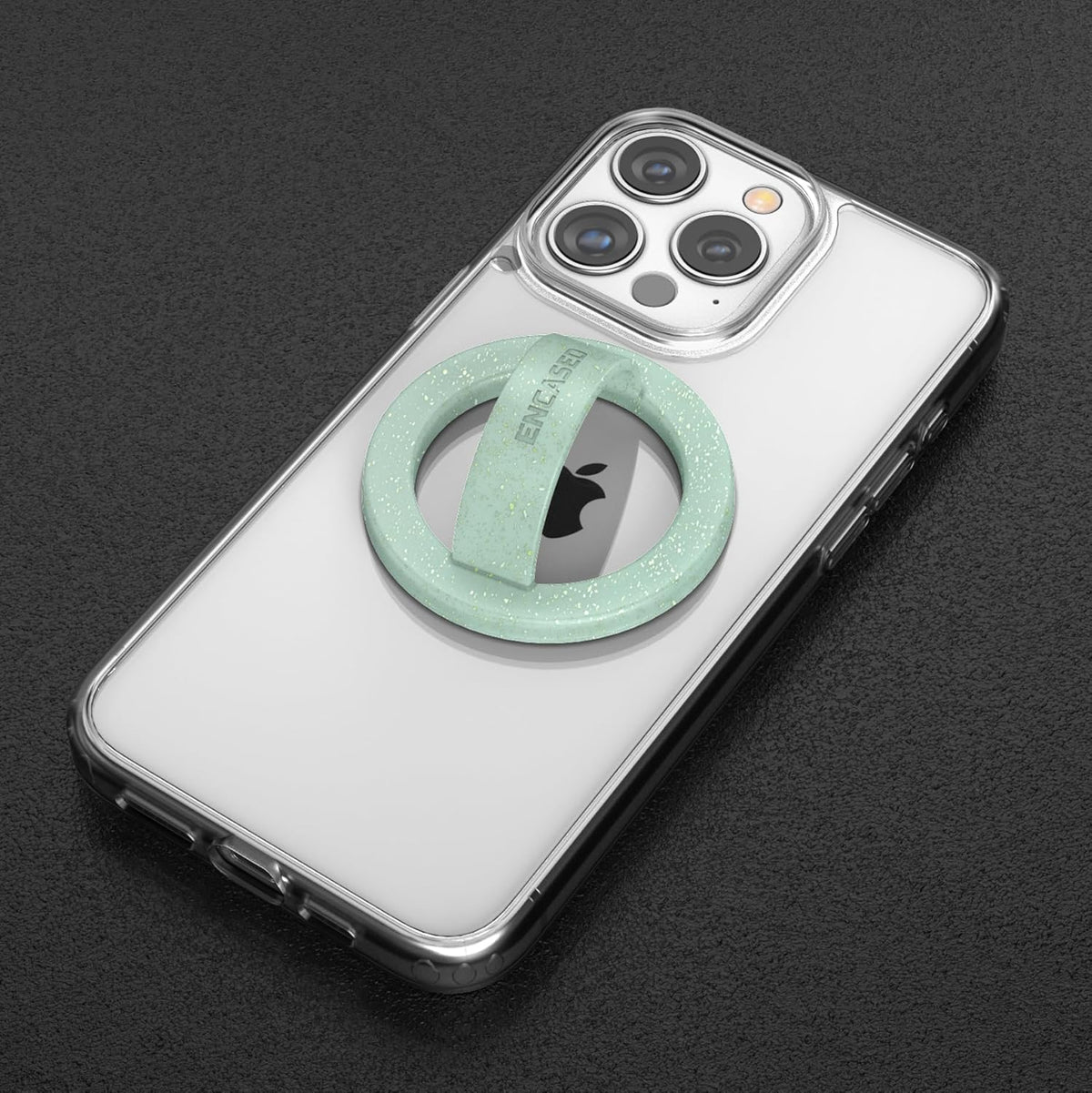 2-Pack Magnetic Phone Grip Holders Compatible with MagSafe, Soft-Touch Silicone Finger Loops for iPhone, Comfortable and Secure Fit (Clear Sparkle & Green Glitter)