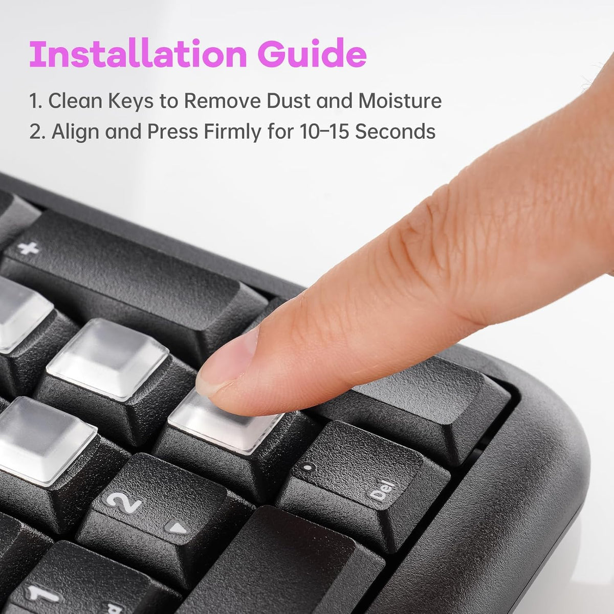 Tomorotec 80PCS Clear Silicone Raised Keyboard Key Cover Stickers for Long Nails, Soft & Smooth Surface Non-Slip Typing Protectors, Universal Fit for Most Standard Keyboards, Easy to Apply and Replace