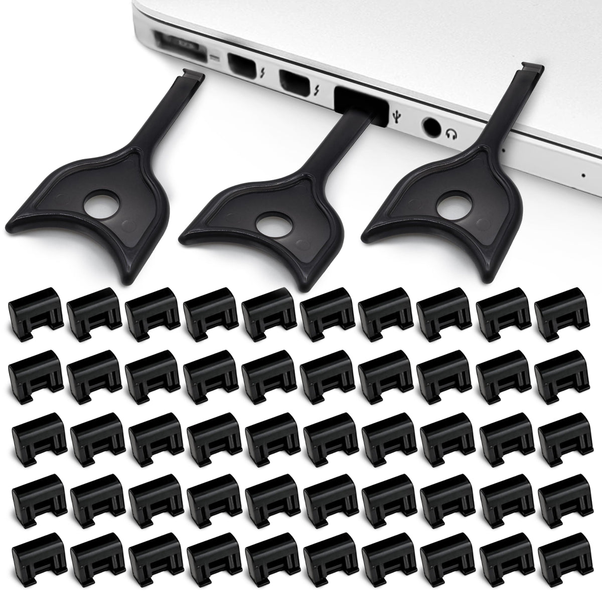 PortPlugs (50-Pack) USB-A Port Blockers - Key Lock USB Security to Help Prevent Data Theft - Removable Type-A Data Protection -