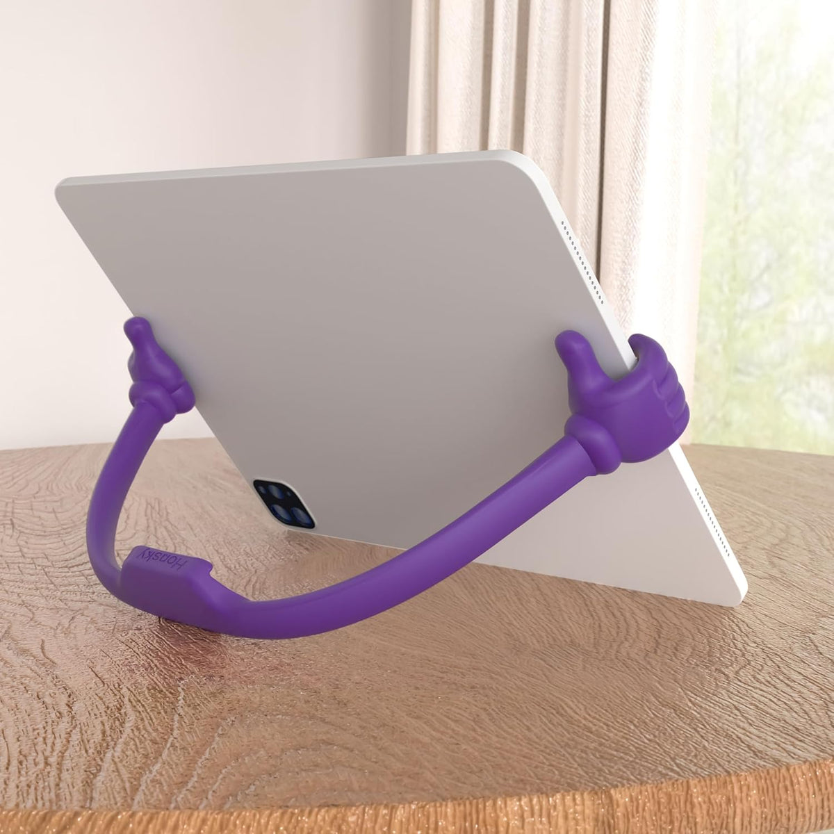 Honsky Thumbs Up 2 Pack Tablet Stands, Compatible with iPad, Samsung Galaxy, iPhone Pro Max, Universal Cute, Purple/Green