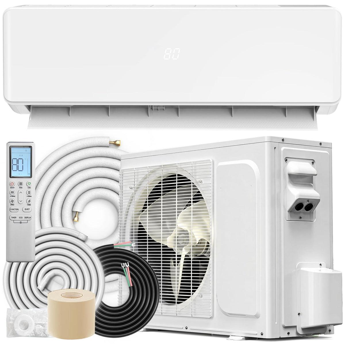 Yitahome 20 Seer2 12000Btu Mini Split Ac/Heating System 115V, Pre-Charged Inverter Ac Cool & Heat Up To 750 Sq. Ft, Pure Design,