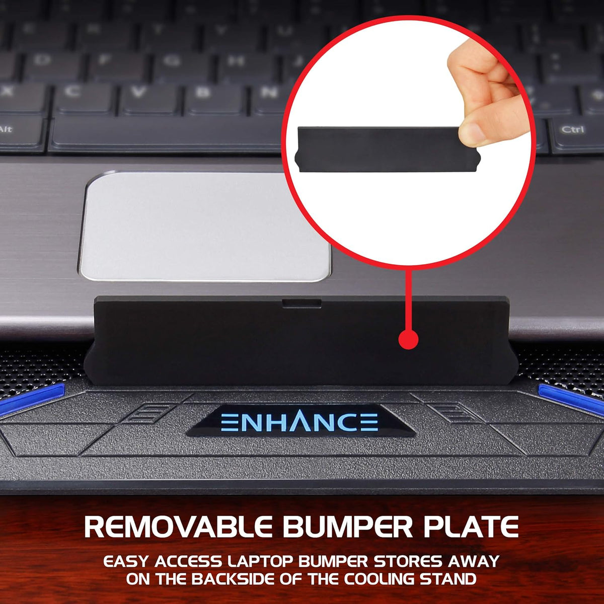 ENHANCE Cryogen Gaming Laptop Cooling Pad - Fits up to 17 inch Computer - Adjustable Laptop Cooling Stand with 5 Ultra Quiet Cooler Fans, 2 USB Ports and LED Lighting - Slim Portable Design 2500 RPM