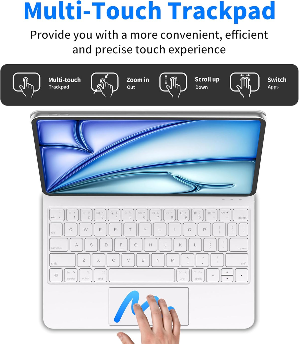 iPad Air 11 inch Case with Keyboard (M3 2025 / M2 2024) & iPad Pro 11 inch (4th/3rd/2nd/1st Gen), Magic Keyboard for 10.9" iPad Air (5th/4th Gen) with 7 Colors Backlight, Multi-Touch Trackpad