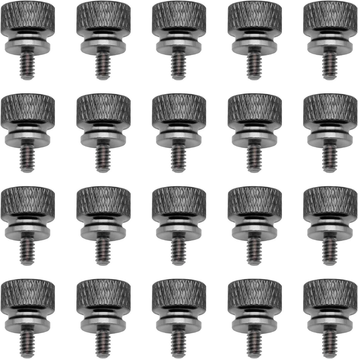 20 Pieces 6#-32 Computer Case Screws, Anodized Aluminum Thumbscrews, Fully Threaded Knurled Thumbscrews (Black)