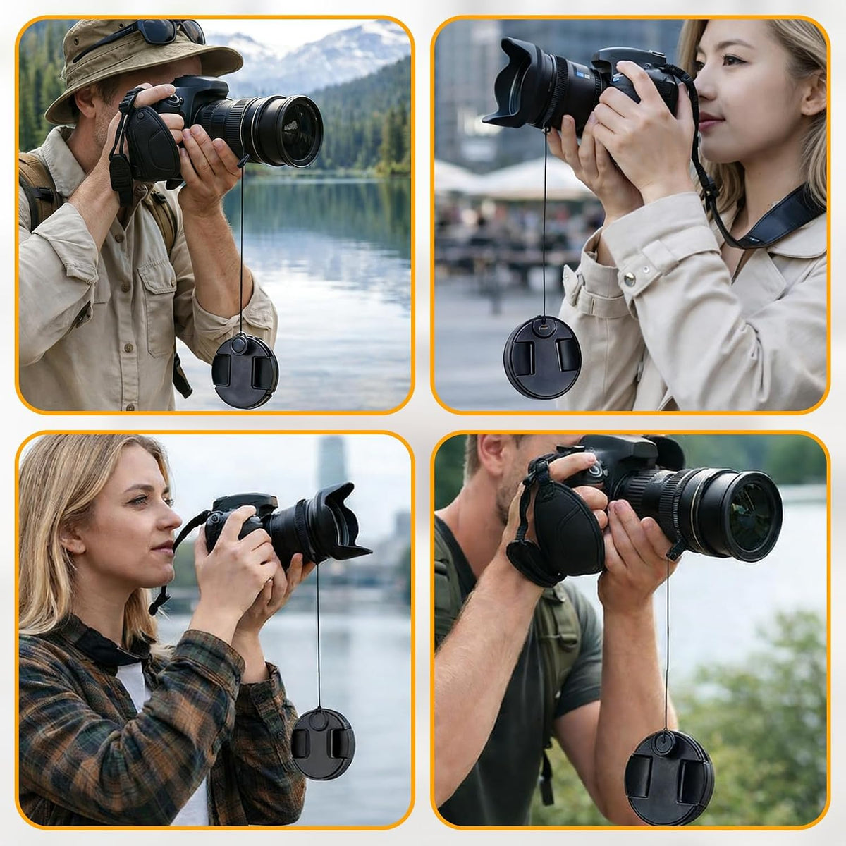 Asofelk 5PCS Camera Lens Cap Tether, Universal Lens Cap Leash & Keeper/Elastic String Holder Compatible with DSLR