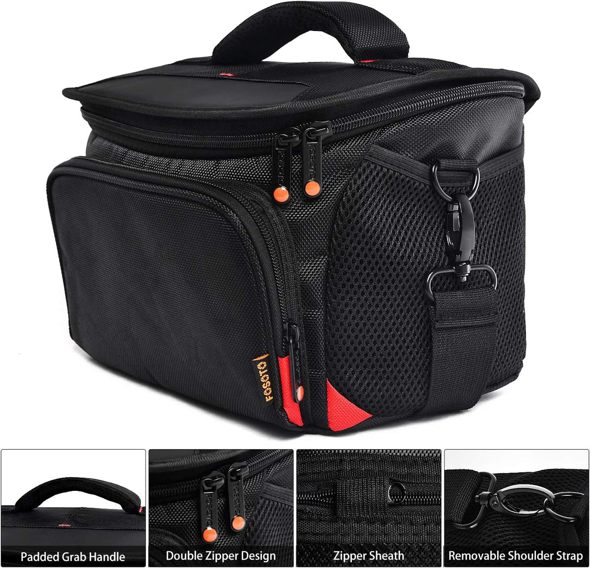 FOSOTO T5i T6 T7i 5D 6D, D3400 D5600 D7200 D750 D610, A99 Shockproof DSLR Camera Shoulder Bag Case Compatible for Canon