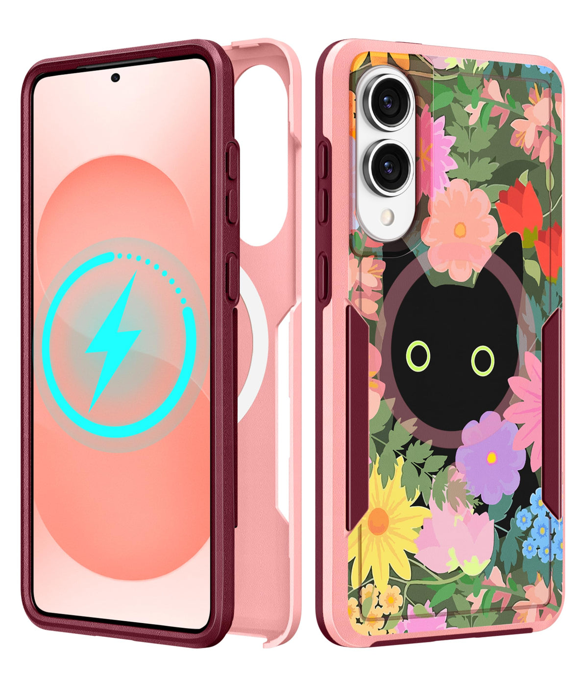 Lisevo For Samsung Galaxy S25 Edge Case - Compatible With Magsafe Women Girls Cute Magnetic Protective Phone Cover Girly Cat Flo