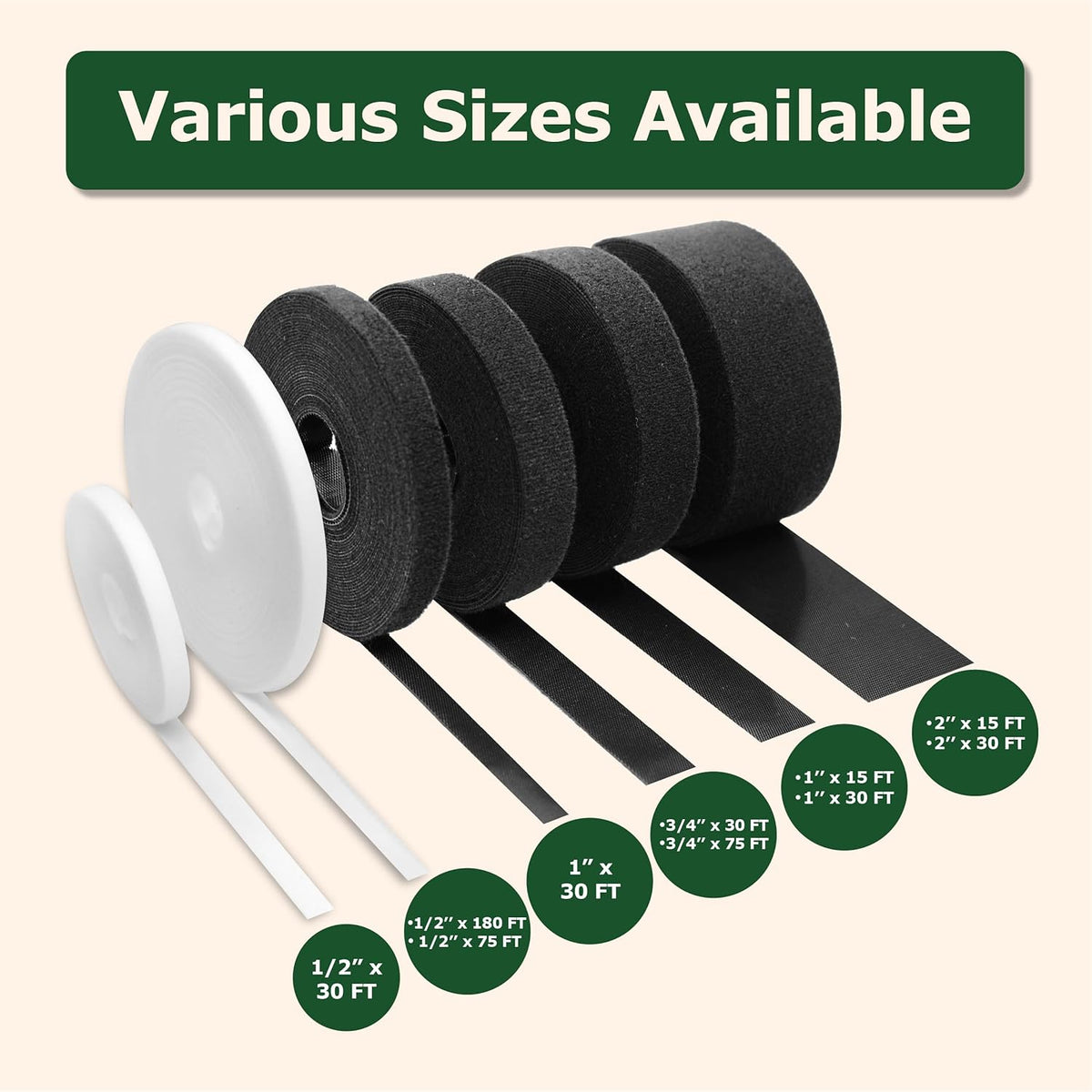 ECOHomes 3/4 Inch x 75 FT Cable Ties Wrap, Double Sided Hook and Loop Straps for Cable & Cord Management