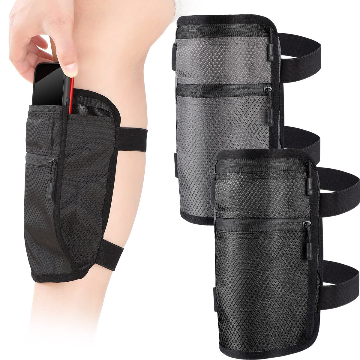 Xuniea 2 Pack Leg Phone Holder, Cell Phone Calf Leg Band Holster, Nonslip Cellphone Holder With Adjustable Strap Calf Band Walle