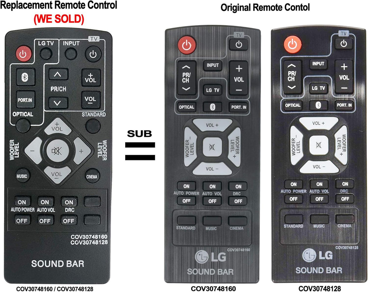 New 2-in-1 Remote Control COV30748160 COV30748128 Compatible with LG 2.1 Channel Sound Bar NB2540