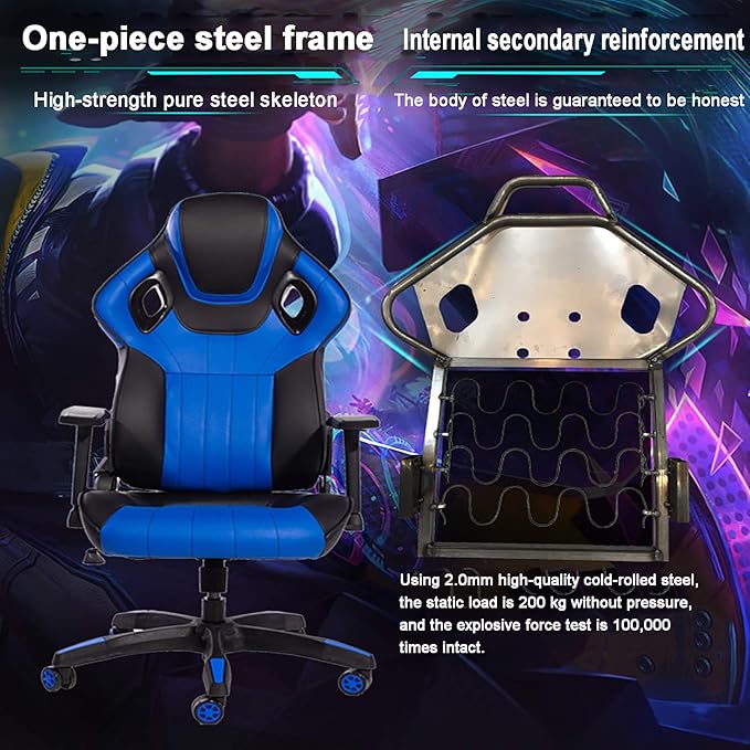 Office Chair Gaming Chair Computer Chair Racing Office Computer Chair Height Adjustable Swivel Chair High Back Task ChairPU Leather Gaming ChairExecutive Game Chair Recliner Gamer Chair fo