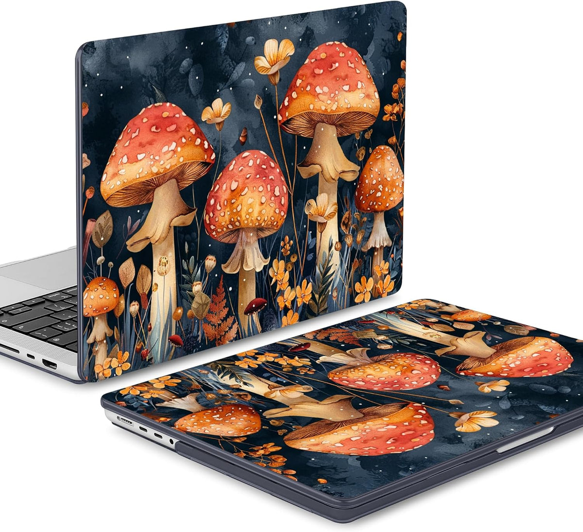 Mektron Case for MacBook Pro 16" M4 A3403 A3186 M3 A2991 M2 A2780 M1 A2485 (2021/2023/2024) Pro/Max with Touch ID, Hard Shell Plastic Laptop Cover Keyboard Cover Screen Protector, Mushrooms