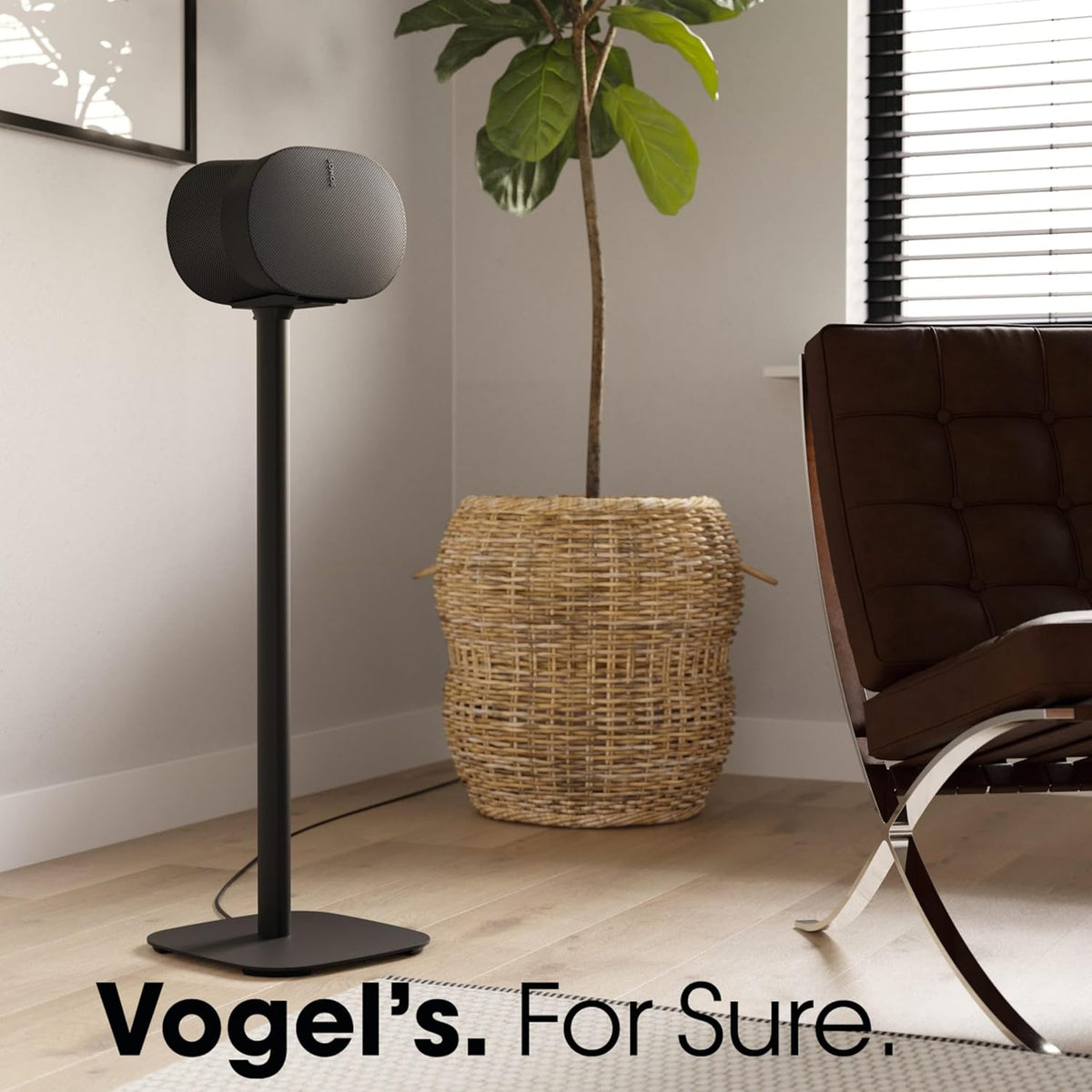 Vogel's SFS 4133 Speaker Floor Stand for Sonos ERA 300, Cable Inlay System, Height: 32,3 inch (82 cm), Exceptionally Stable, Black, 1 Floor Stand