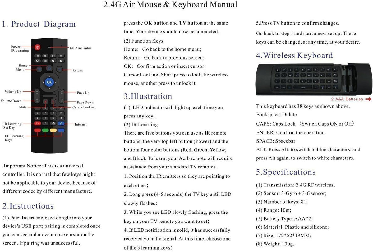 MX3 Air Mouse Remote with Keyboard, 2.4G Mini Wireless Keyboard for Android TV Box, Raspberry Pi, Google Smart TV