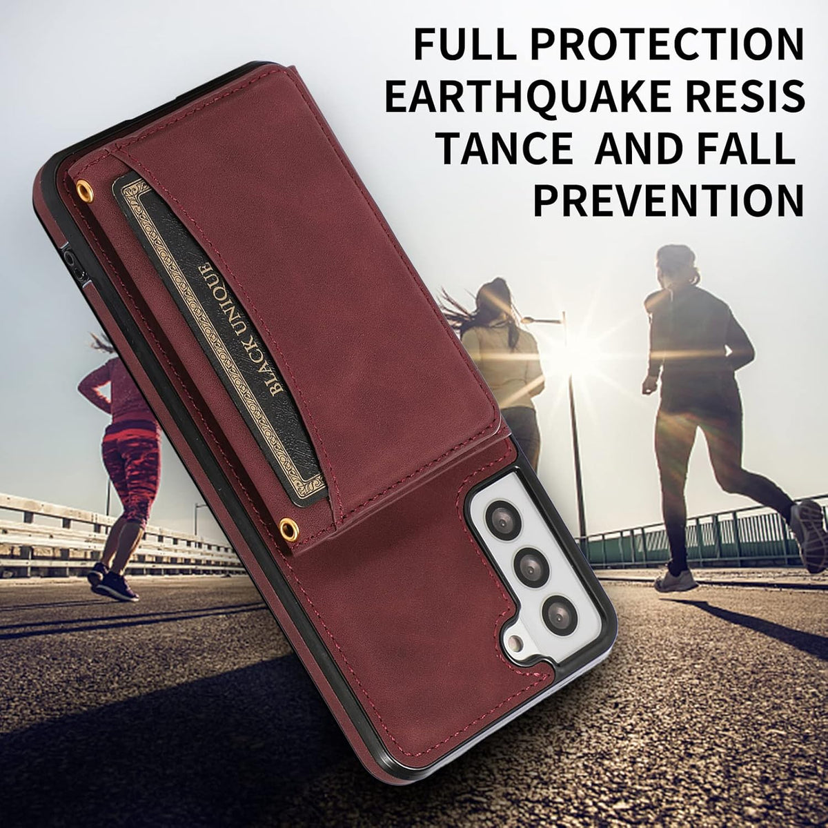 Asuwish Phone Case for Samsung Galaxy S21 5G 6.2 inch Wine Red Wallet Cover with Tempered Glass Protector & PU Leather
