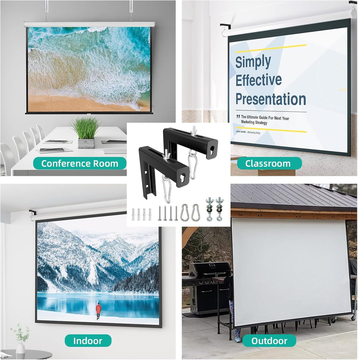 GZQIUYI 6 Inch 66lbs, Universal Projector Screen Pull Down Mount Kit, Projector Screen Ceiling & Wall Mount, Adjustable