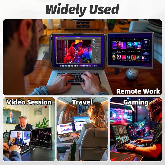 2K Laptop Monitor Extender - 13 IPS 1440P Dual Monitor Attachment Plug & Play Multiple Screens for 13-17 Laptop Compatible with Wins Mac Dex Chrome Travel Gaming Work