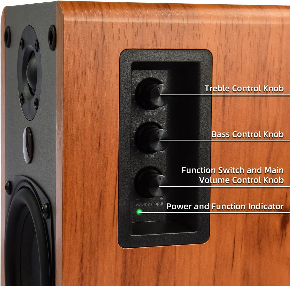 SINGING WOOD BT25 (2024 Version) Bluetooth Active Bookshelf Speakers for with Optical Aux inputs Subwoofer Line Out for PC, TVs, Turntable, Wooden Enclosure,80W - Beach Wood