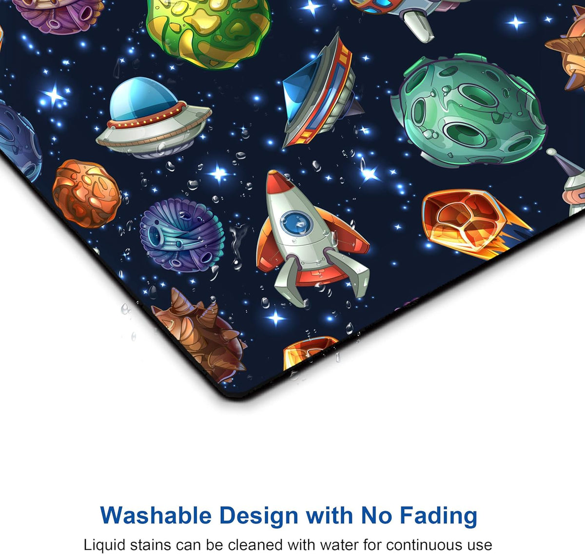 Kids Mouse pad Computer Mousepad with Comic Space with Planets and Spaceships Design Personalized Mouse mat for Laptop Computer Office Decoration Accessories Gift