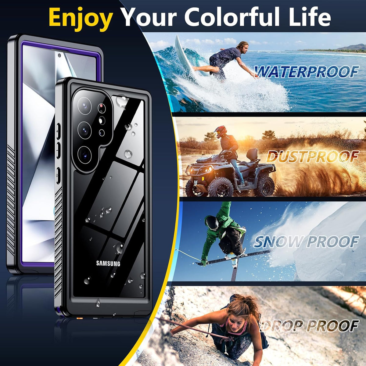 Designed for Samsung Galaxy S24 Ultra Case, Waterproof, Built-in Screen Protector, Full Protection Heavy Duty