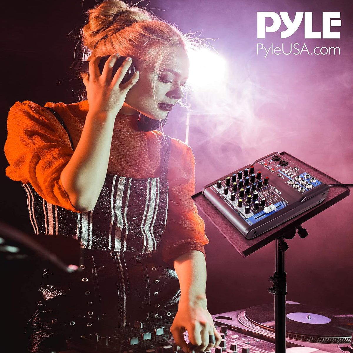Pyle Universal Laptop Projector Tripod Stand - 2 Pcs Computer, Book, DJ Equipment Holder Mount Height Adjustable Up to 50 Inches w/ 20'' x 16'' Plate Size - Perfect for Stage or Studio Use PLPTS3X2