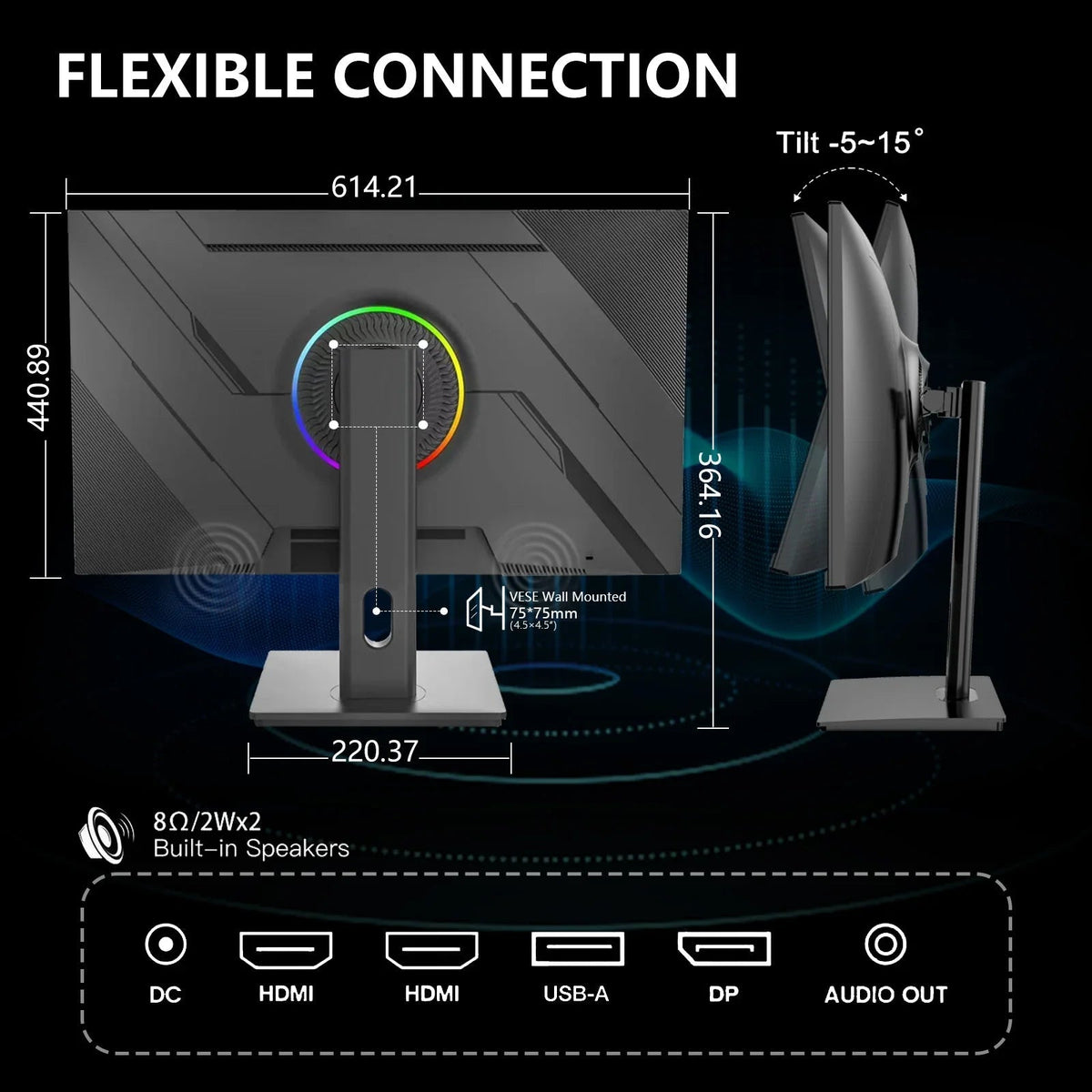 Rehisk 27Inch 180Hz QHD 2K HDR10 Support Gaming Monitor - RE272KV1