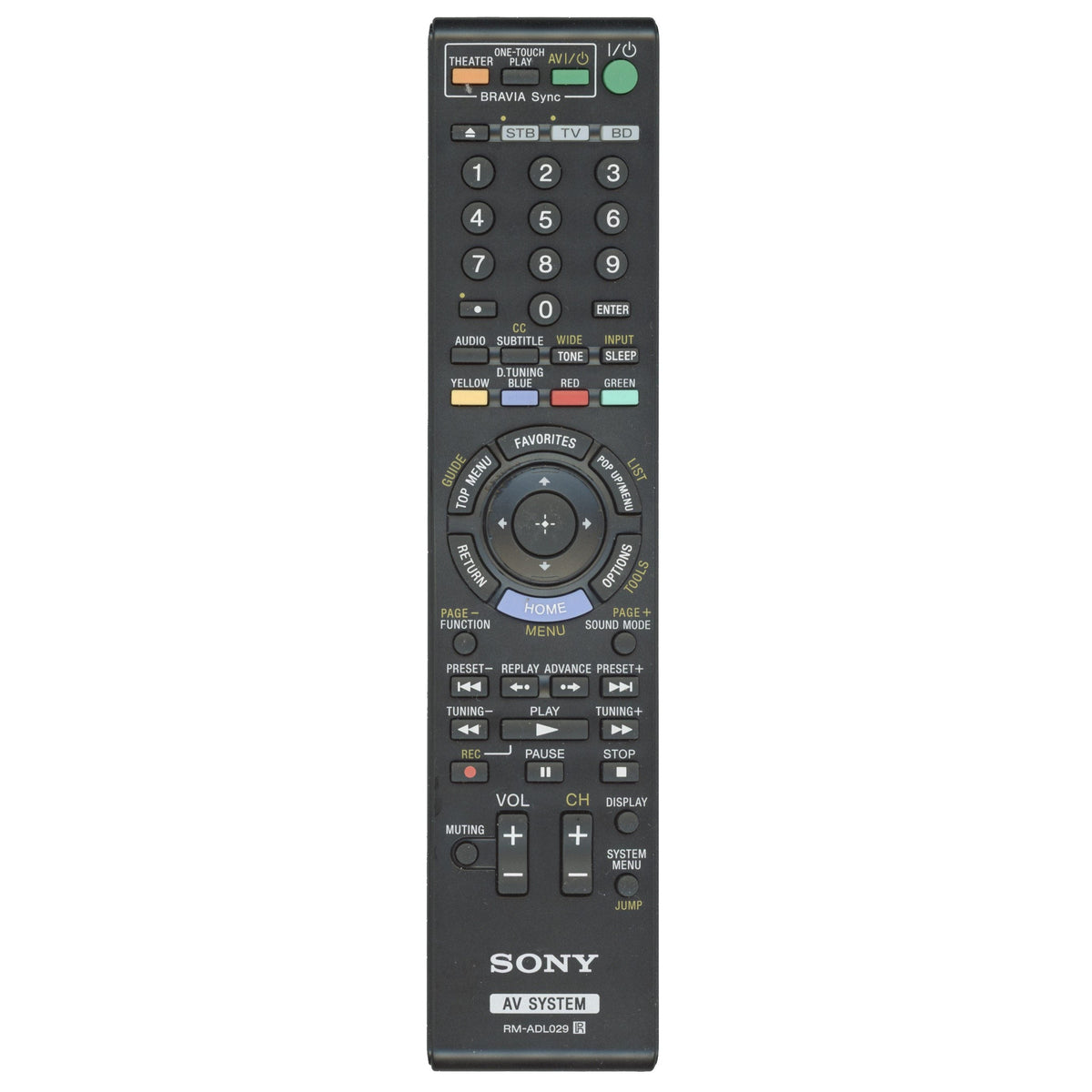 Sony RM-ADL029 Home Theater Remote Control - RMADL029