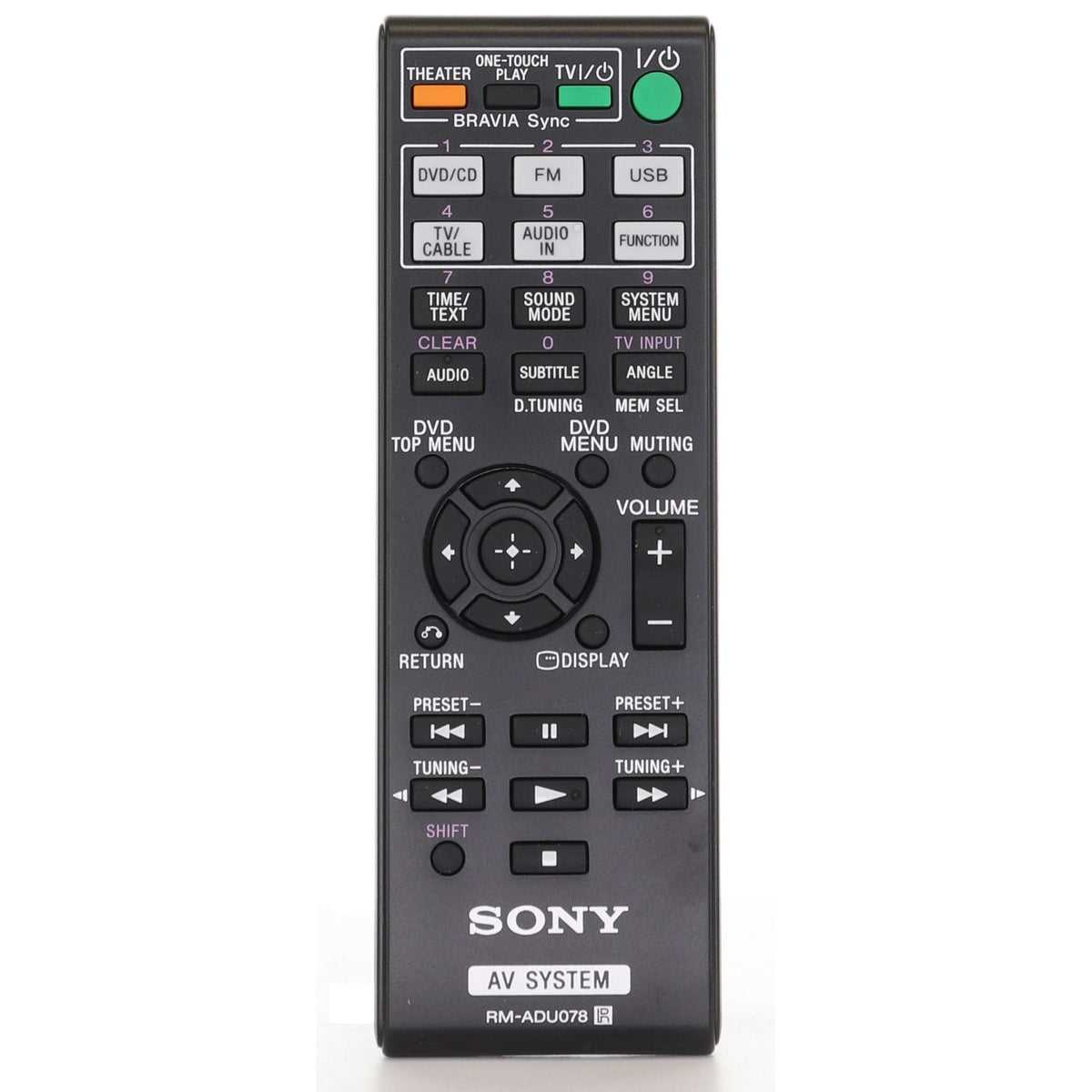 Sony RM-ADU078 Receiver Remote Control - RMADU078