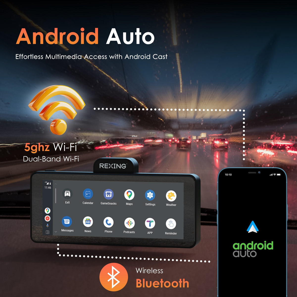 Rexing CP DUO 686 Wireless Apple CarPlay & Android Auto Display with 4K Dash Cam (Open Box)