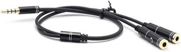 Audio Splitter Cable Y Adapter, 3.5mm Male to 2 Female for Headphone, Desktop and Laptop (Black)