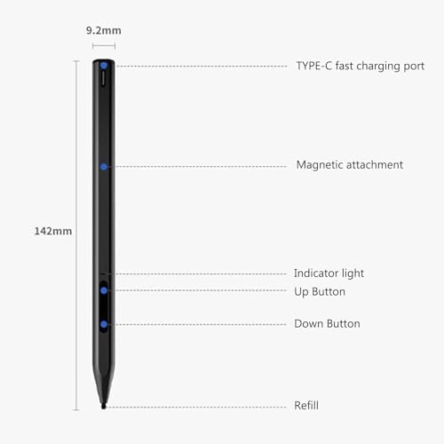 Stylus Pen Tilt Pen - MPP2.0 Rechargeable Active Pen with 4096 Pressure Sensitivity for HP X360 Spectre, Envy, X360