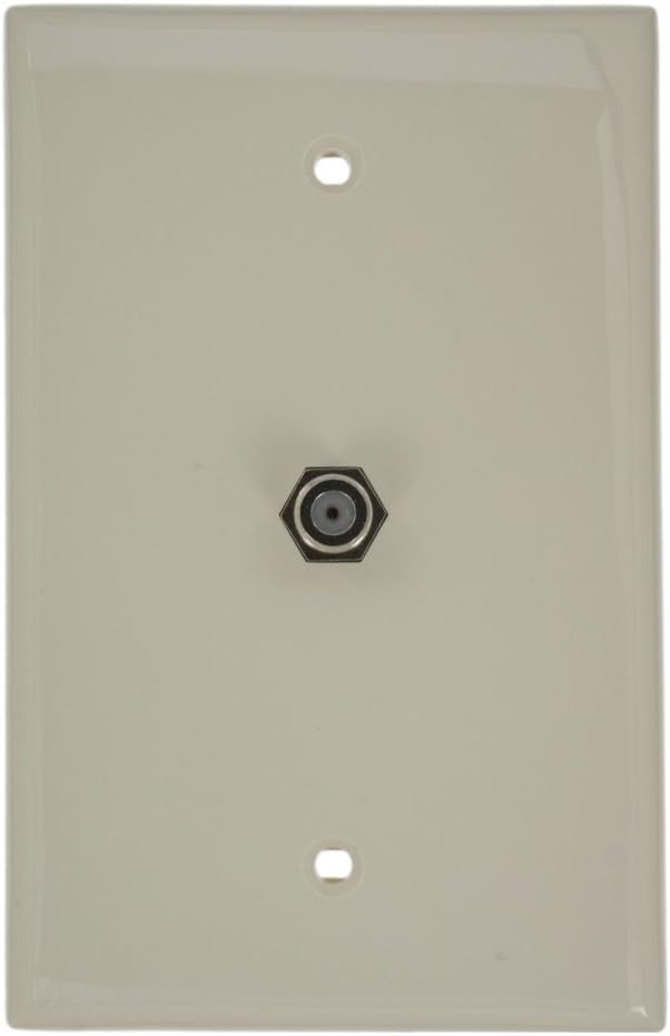 Leviton Midsize Video Wall Jack, F Connector, 40539-MT, Light Almond