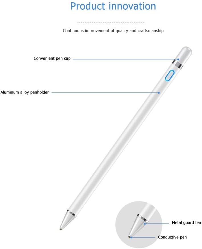 Rechargeable Active Stylus Pencil Compatible with Apple iPad, Fine Point Stylist for Touch Screens and Other Tablets