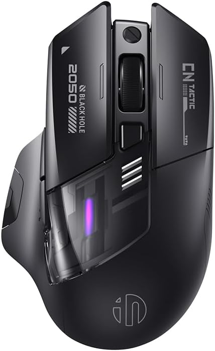 INPHIC A9 Explorer Wireless Mouse for Laptop, 2.4G/Bluetooth 5.0, RGB Lighting, 2400 DPI, Visible Battery, Type-C Charging