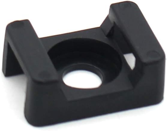 Black 9mm Cable Tie Mount Base Saddle Type Holder, Large Size 0.75 inch, Pack of 100, Screw Wire Bundle Holder