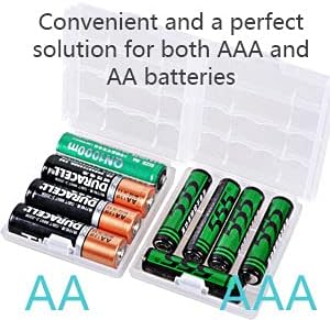 Battery Case for AA/AAA Batteries: Compact Portable Organizer Storage Case, Clear Protective Plastic for Home/Travel (4