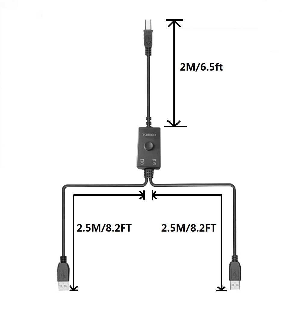 HOXIBSL 14.7FT 2 1 Printer Cable Splitter in Out,Printers Cable with Toggle Switch for Two Computers Share