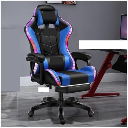 Computer Chair Gaming ChairComputer ChairLeather Office Chair Light Gamer Chair Swivel Gaming Chair Chair (RGB Red One Size)