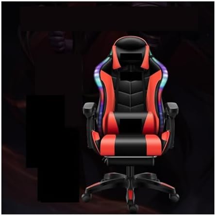 Computer Chair Gaming ChairComputer ChairLeather Office Chair Light Gamer Chair Swivel Gaming Chair Chair (RGB Red One Size)